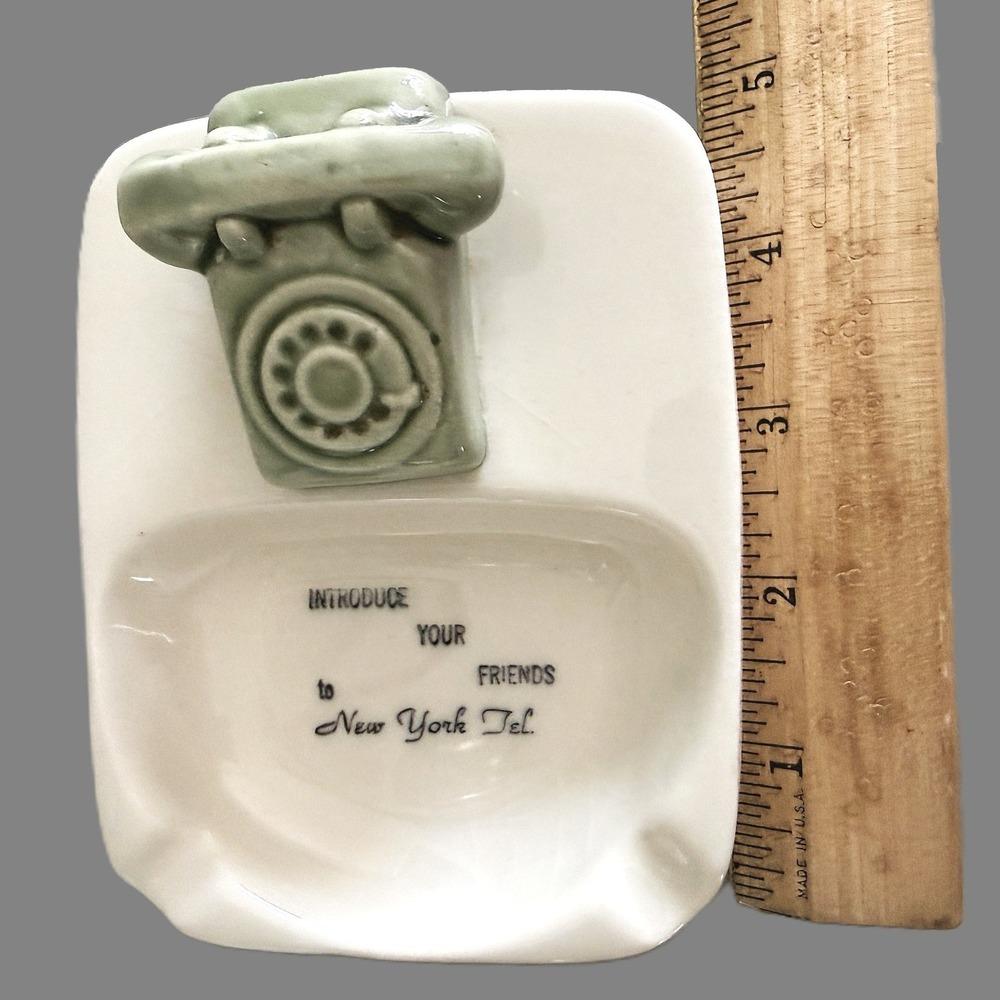 Vintage New York Telephone Co. Ashtray w/ Green Rotary Phone Promo Ceramic USA - Picture 7 of 9
